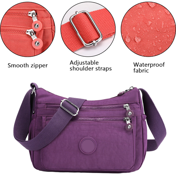 Damväska med axelrem Rymlig Väska med Flera Fack Dam Crossbody Handväska Mode Tote Topphandtag Satchel