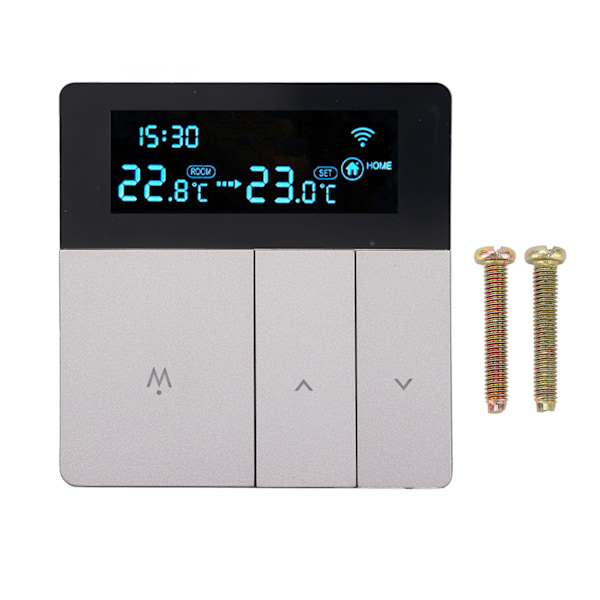 3A Smart Termostat LCD Fargeskjerm Høy Nøyaktighet Programmerbar Termostat Vannvarme Kjelvarme for Hjem Handlecenter AC90‑240V Grå WiFi
