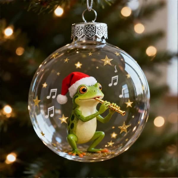 Acrylic Christmas Ball Frog Tree Decoration with Hanging Rope 3D Blown Plastic Frog Ball B