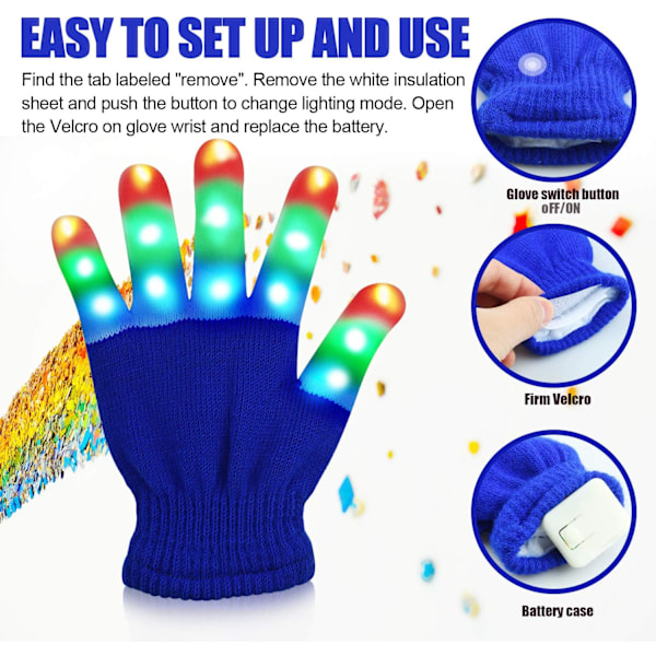 Barn LED Finger Ljus Handskar Coola Roliga Leksaker för Barn - Presenter till Barn