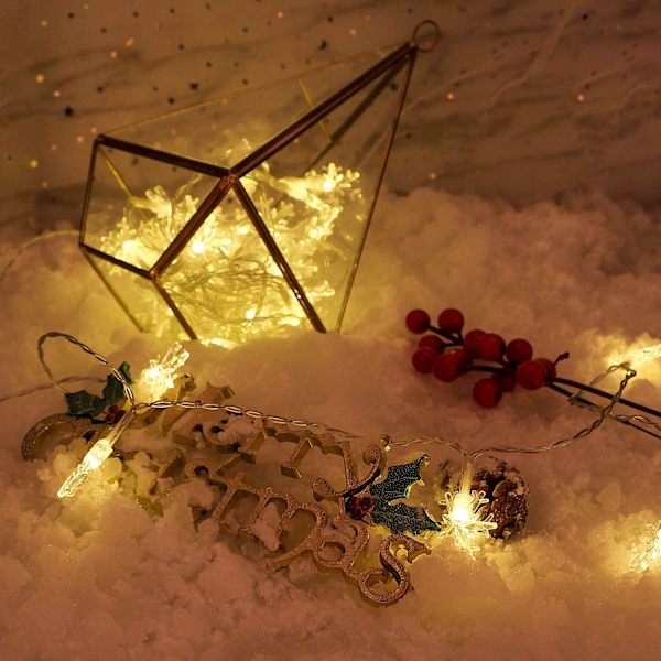Julljus Snowflake Lights String LED Fairy Lights $ Snowflake Lights Varmvit Blinkande belysning inomhus och utomhus Hängande $ LED Snowflake
