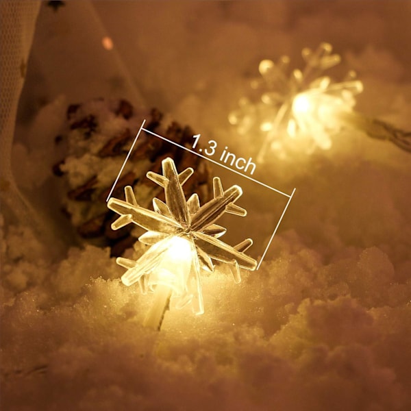 Julljus Snowflake Lights String LED Fairy Lights $ Snowflake Lights Varmvit Blinkande belysning inomhus och utomhus Hängande $ LED Snowflake