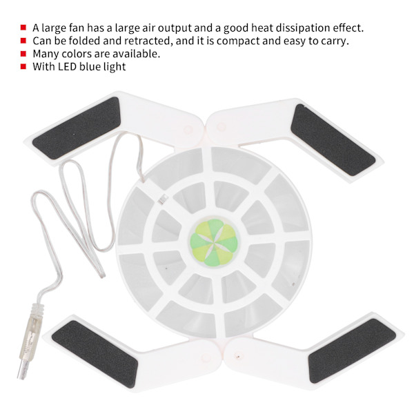 Laptop-kylplatta med lysande stor fläkt USB Notebook-dator Vikbar stativ DRS08 (Vit)