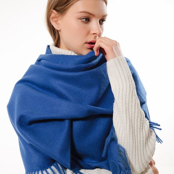 Dam tjock mjuk kashmir ull pashmina sjal wrap halsduk - varm enfärgad stulen