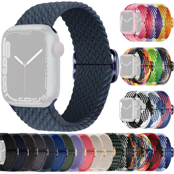 Flätat tygarmband, Apple Watch SE, 44mm, Mörkblå Mörkblå