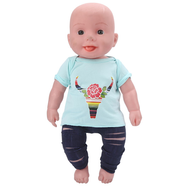 Byxor Kortärmad Skjorta 18 tum Dockkläder Outfit Nyfödd Babydockor Kläder SetQD18-052