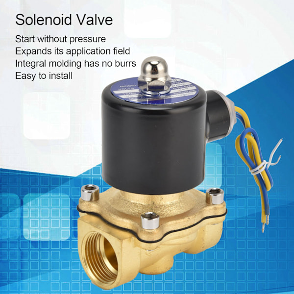 2W‑200‑20 G3/4in Solenoidventil i messing, normalt lukket, elektrisk solenoidventil for vann, luft, gass, DC24V
