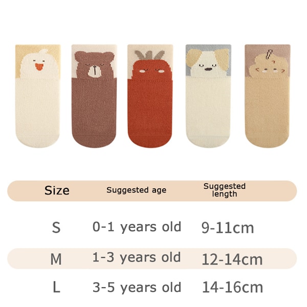 5 Par Babystrumpor med Halkskydd, Tjocka Vintervarma Strumpor med Grepp för Babyflickor och Babypojkar, Terrystrumpor