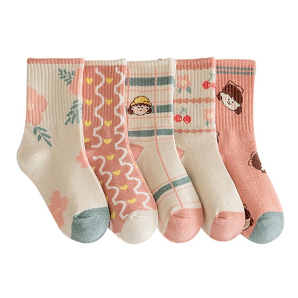 5 Par Baby Pige Kneehøje Strømper Baby Prinsesse Søde Antislip Strømper