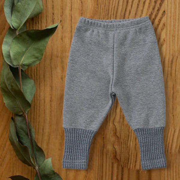 Babys ekstra tykke varme fleecebukser, babys høst- og vinterplysj-spleisingsleggings (grå)