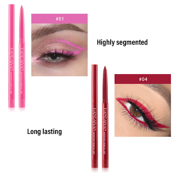 6 Färger Vattentät Ögonpenna Set Matt Långvarig Eyeliners Ögonmakeup Pennor, Retraktila