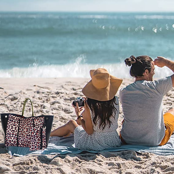 Multifunktionell strandväska Snygg träningsväska stor poolväska Axelväska Strandväska med liten handväska