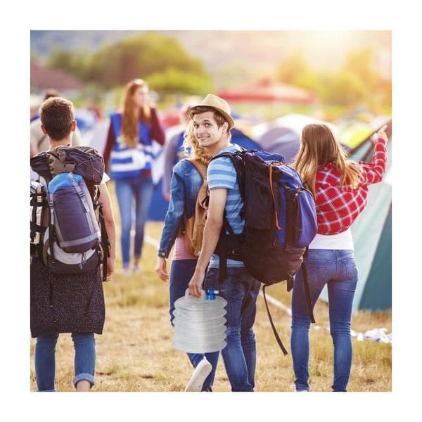 Sæt med 4 foldbare ovale vanddunke med håndtag og tud, 15L, til camping