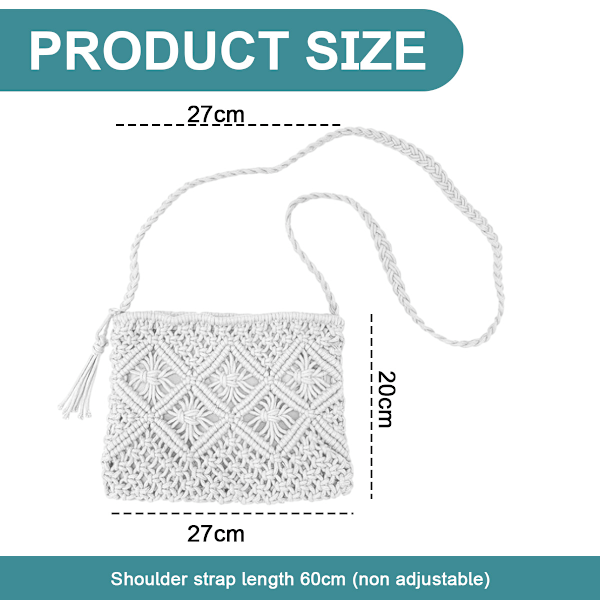 Handvävd Crossbody Handväska för Kvinnor Sommar Strand Axelväska Bomullsvirkad Handgjord Plånbok Väska Tassel