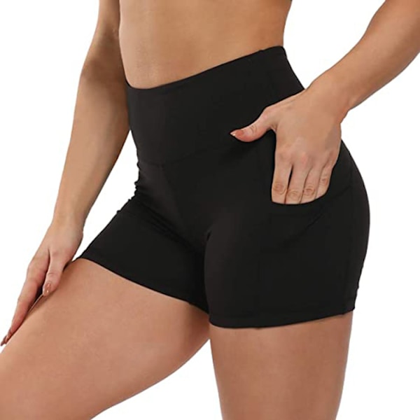 OXZNO Dam Workout Shorts med Hög Midja, Genomskinliga Yoga Biker Athletic Shorts med Fickor för Kvinnor
