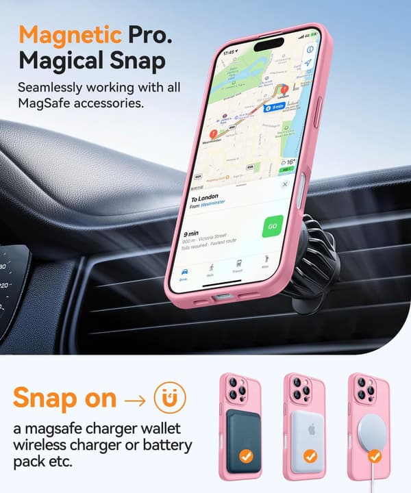 Magnetic Case for iPhone 16 Pro Max with Full Camera Protection [MagSafe Compatible] [Transparent Matte] Protective Phone Case, Hot Pink Pink iPhone 16 Pro
