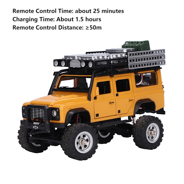 2.4G Kauko-ohjattava Kiipeily Maastoauto Simulaatio 1:28 Mini RC Auton Leikki Keltainen