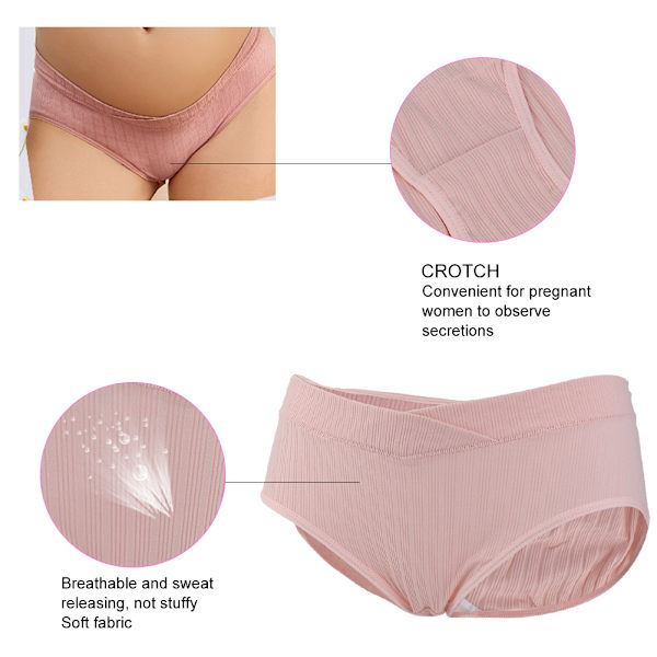 Graviditetsunderkläder med låg midja, andningsbara trosor med bukstöd för kvinnor, mjuka elastiska underkläder, rosa XXL