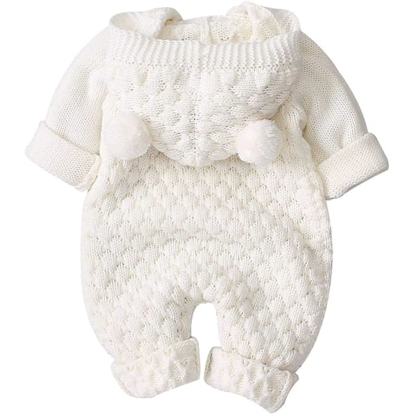 Baby Strikket Heldragt Forår Efterår Nyfødt Tøj, Nyfødt Pige Hættetrøje Romper Jumpsuit Heldragt