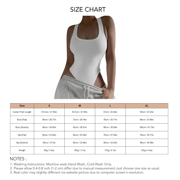 Ärmlös U-ringad Bodysuit med Hål i Ryggen för Kvinnor Elegant Enfärgad Slim Fit Ribbstickad Bodysuit för Fest Vit L