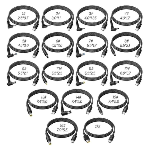 Nylonflettet USB C-kabel PD100W ladekabel for bærbare datamaskiner og elektronikk Lav varmekontroll strømforsyningskabel 4.0x1.35