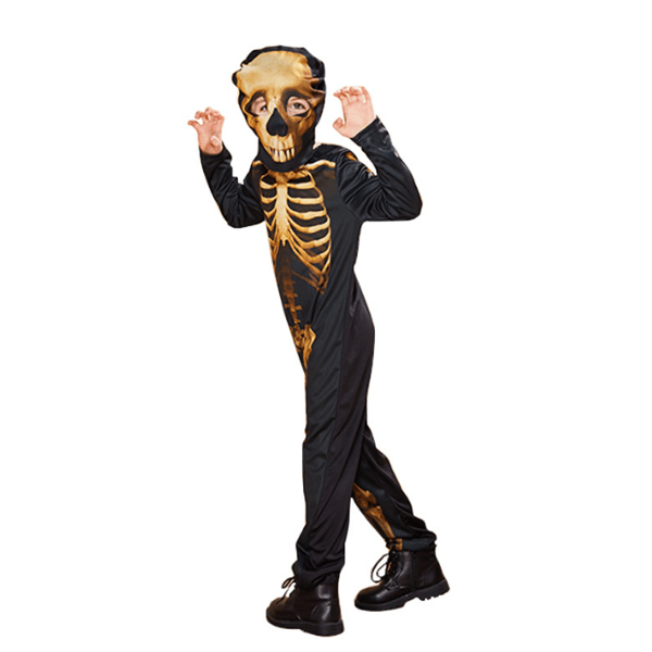 Skjelett Halloween-kostyme jumpsuit for barn M