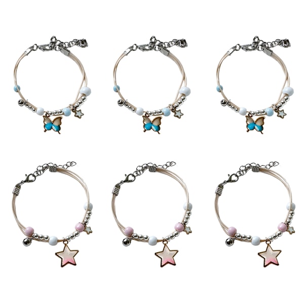 6 stk. Butterfly Armbånd Kvinders Butterfly Moon Stars Shell Alt Armbånd