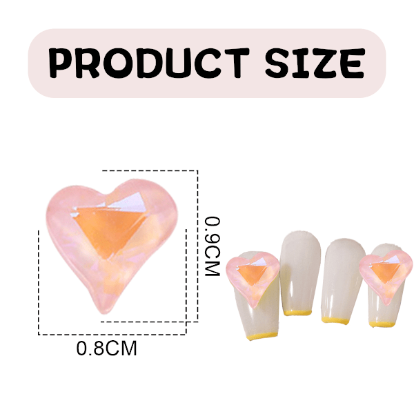 10 stk Aurora Mocha Spids Bund Bor Pink Kærlighed Hjerte K9 Glas Bor Negle Dekoration