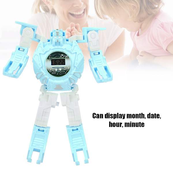 Robot Transformation Deformerad Elektronisk Armbandsur Pedagogisk Leksak Present till Barn Blå