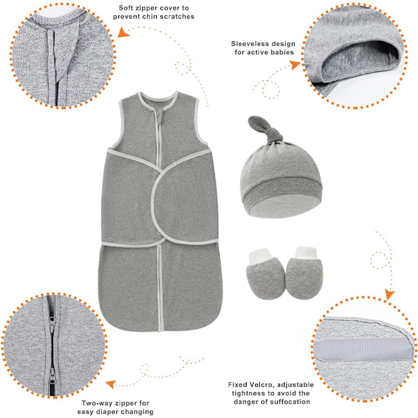 Baby Silkeorm Sovepose - Sovepose for babyer, brukes til å swaddling babyer, med hatter og hansker.