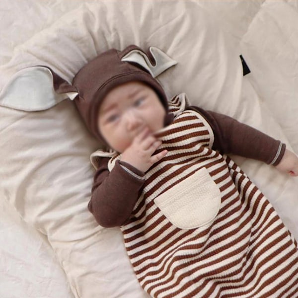 Barnkläder kostym barn basrock bebis vår och höst hem kläder pyjamas (brun)