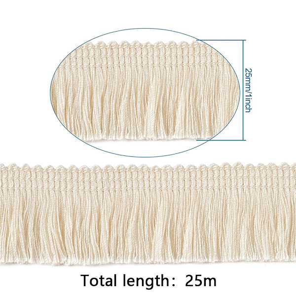 Polyester Frynsekvast Blondekant Frynsekant Fiberkant til Syning Quilting Tøjtilbehør Lampeskærm Gardiner Boligdekoration Beige