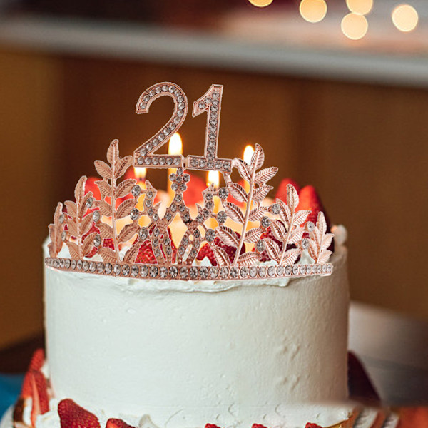 21 års fødselsdagsbælte og rhinestone-hovedbåndssæt