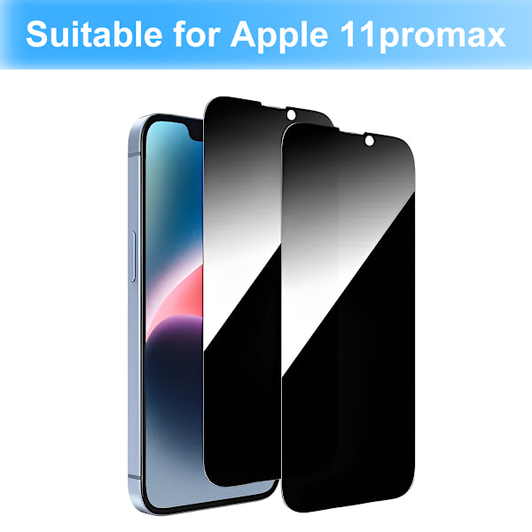 2-pak iPhone 11 Pro Max Privacy / Skærmbeskyttelse - Hærdet Glas, Anti-Spy Privat Beskyttelse