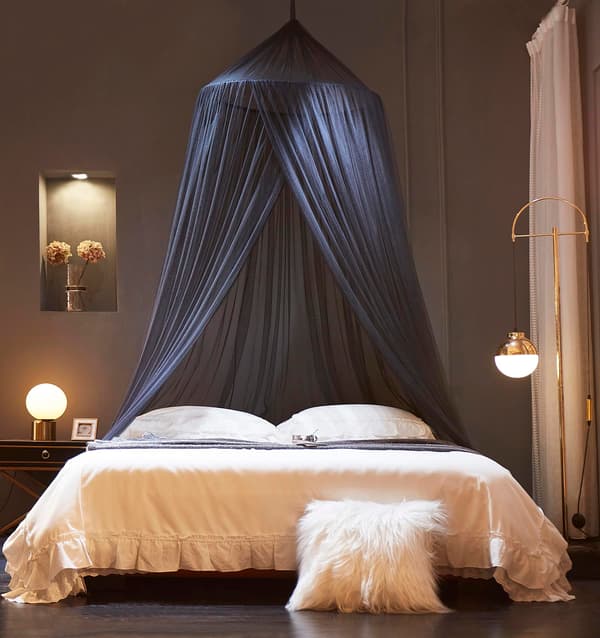 Black Bed Canopy Curtains - Mesh Room Decor, Ceiling Tent, Bed Canopy for Single, Twin, Full