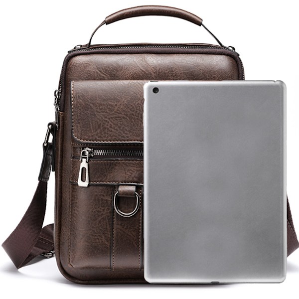 Liten axelväska för män i läder, crossbody, handväska, portfölj, messenger, reseväskor för iPad 9,7\", arbete, kontor, affärer, crossbody-väska