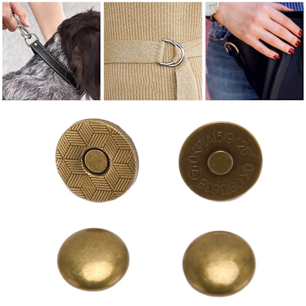 50 Set Magnetiska Väskefästen Hög Hårdhet Legering Slät Lätt Användning Bredt Använda Magnetknappar för Kläder DIY Brons