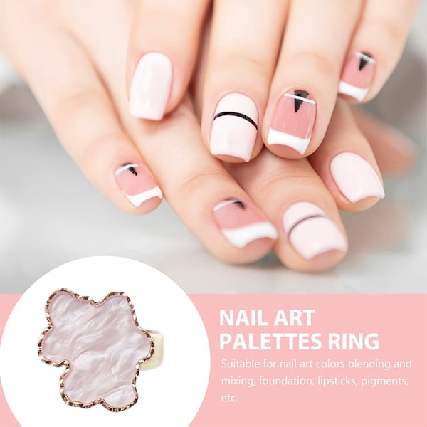 3 stk. Harpiks Neglekunst Paletter med Justerbare Fingerringe, Gel Polish Farveblandingsplade