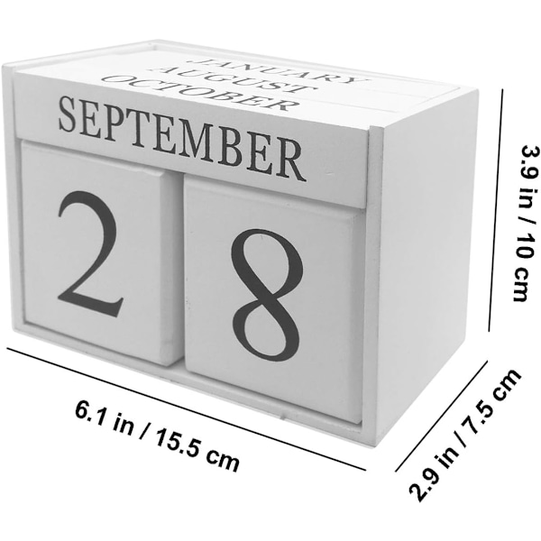 Träkalender med block - Evig blockmånadsskärm för hemmet eller kontoret, 6,1 x 3,9 x 2,9 tum$Kalenderblock - Trä, Evig
