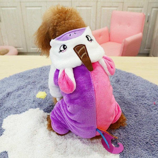Yksisarvisen Pehmeä Fleece-Hupullinen Koiran Puku Lämmin Koiran Pyjamavaatteet Neljän Jalan Hyppyasu Cosplay-Asu