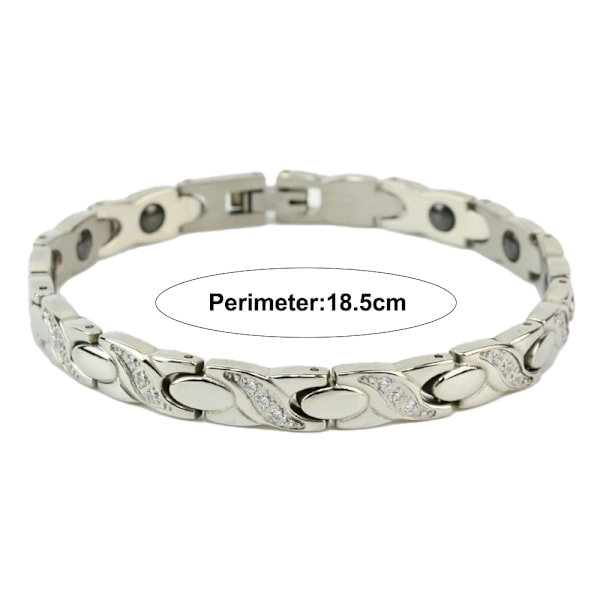 Elegant Titanium Rustfrit Stål Magnetisk Armbånd til Kvinder 8,5\" Justerbar med Gratis Led
