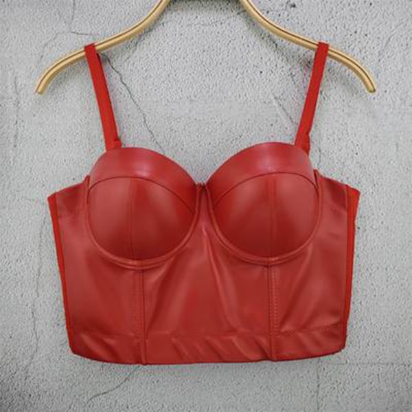 Læder Bustier Kvinders Korset Top BH Sort Bryst-Indpakket Vest Elastisk Vest All-match