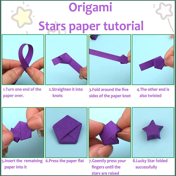 1080 ark Origami-stjärnor papper, dubbelsidiga färger Dekorationspappersremsor för papperskonst Hantverk