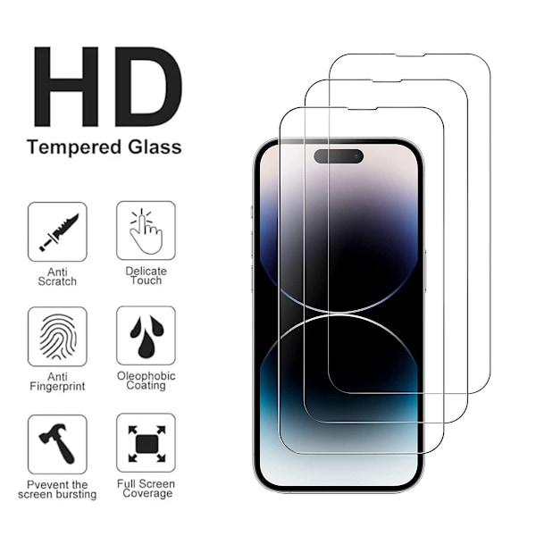 3X Karkaistu lasisuoja iPhone 13 Pro Max / iPhone 14 Pro Max Läpinäkyvä