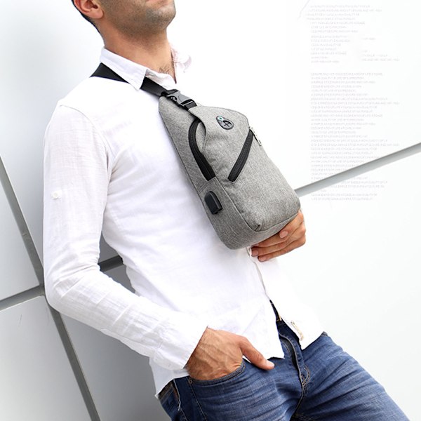 Sling Bag Crossbody Ryggsäck med USB-laddningsport, Axelväska Bröstväska för Vandring Promenader