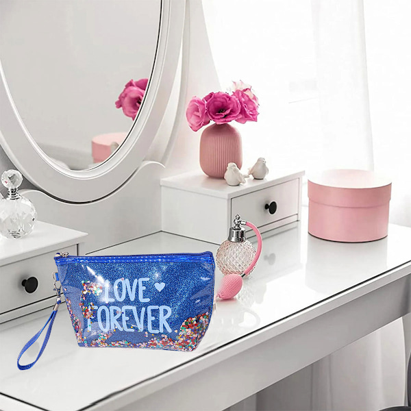 Sequin Trykt Alfabet Makeup Taske Tegneserie Kosmetik Toiletry Travel Organizer Taske Hexagon Tote