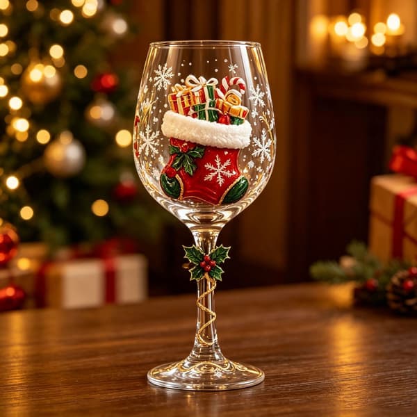 Juleglass kunstbeger Luksuriøse juleglass Vinter snøfnuggdesign Reindeer Goblet