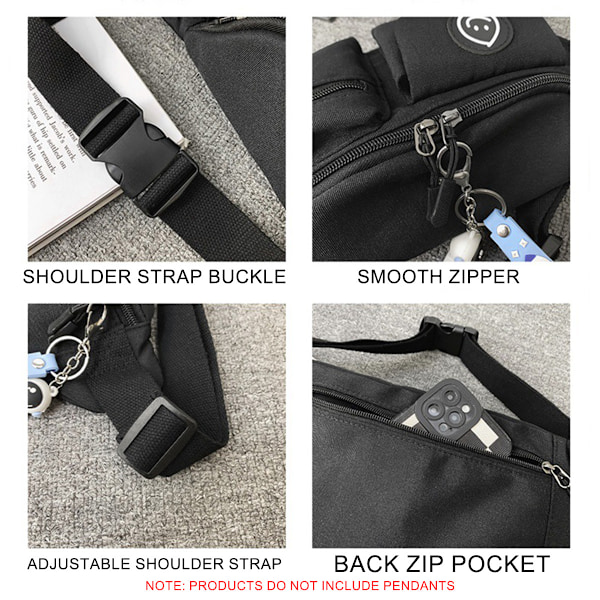 Multifunktionell midjeväska trendig cool messenger väska herr diagonal bröstväska