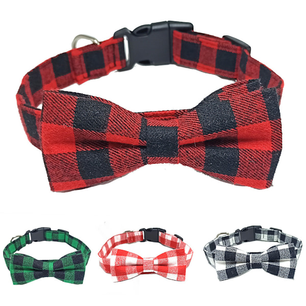 Justerbart husdjurshalsband Checker Bowknot Hundhalsband