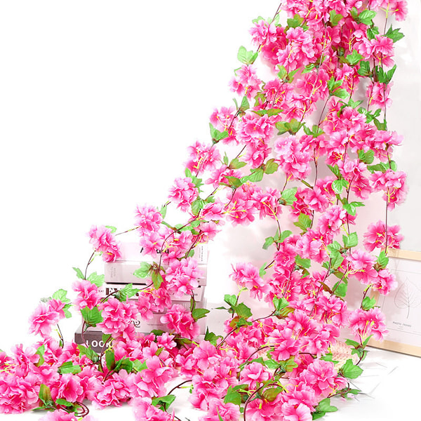 8 st konstgjorda körsbärsblommor, hängande växter sidenkrans falska körsbärsblommor för hemträdgård vägg staket inomhus utomhus bröllop födelsedag